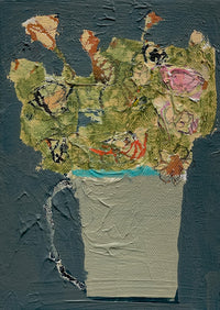 Pottery Mug with Wildflowers, 7"h x 5"w