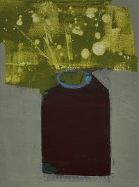 Vessel with White Wildflowers, 12"h x 9"w