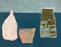 Vessel Shapes on Blue, 11"h x 14"w