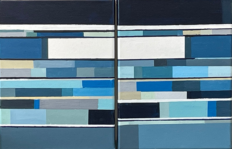 Monday and Tuesday at the Marina, diptych, 12"h x 18"w