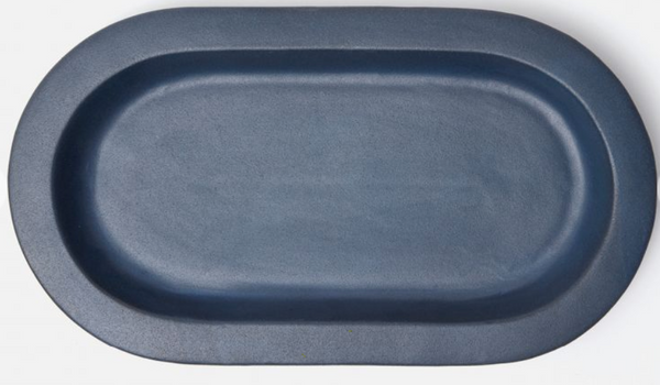 Medium Blue Oval Serving Platter